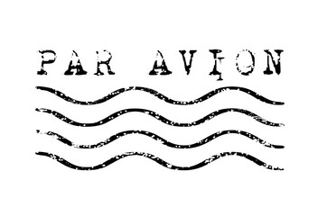 Par avion weathered rubber stamp vector