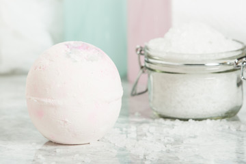 Bath Bomb. Aroma Salt. Toiletries. Spa Room.