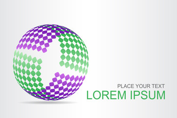 Logo stylized spherical surface with abstract shapes