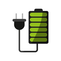 battery with cord and plug icon image vector illustration design