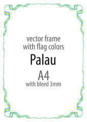 Frame and border of ribbon with the colors of the Palau flag