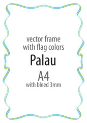 Frame and border of ribbon with the colors of the Palau flag