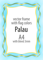 Frame and border of ribbon with the colors of the Palau flag