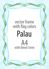 Frame and border of ribbon with the colors of the Palau flag