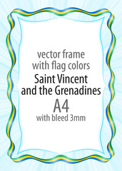 Frame and border of ribbon with the colors of the Saint Vincent and the Grenadines flag