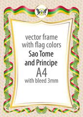 Frame and border of ribbon with the colors of the Sao Tome and Principe flag