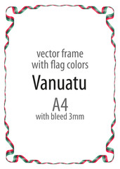 Frame and border of ribbon with the colors of the Vanuatu flag