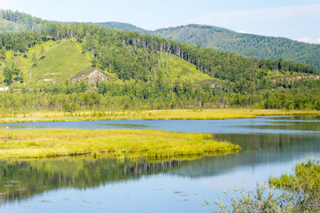 Idyllic landscape of nature in Siberia, Russia - on a day in summer 2017