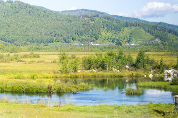 Idyllic landscape of nature in Siberia, Russia - on a day in summer 2017