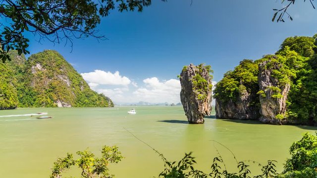 Timelapse of the rock at the James Bond Island, Thailand.
