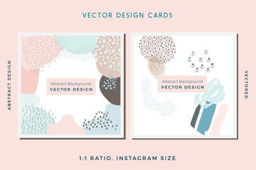 Collection of Vector Abstract Cards, Hand Painted Design Elements, Organic Shapes, Abstract Backgrounds