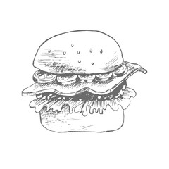 Hamburger hand drawn vector llustration sketch for design