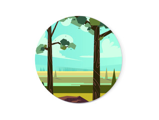 Fototapeta premium Summer landscape. Background for the app icon .Vector illustration for your design