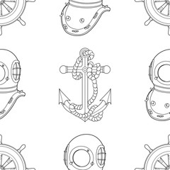 Ship equipment seamless pattern.