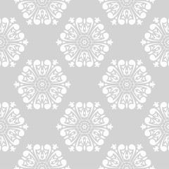 Light gray seamless pattern with wallpaper ornaments