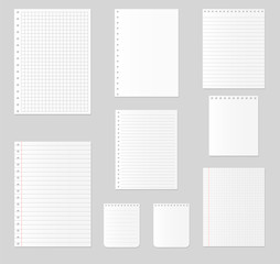 Notebook paper set. Vector illustration. Stock vector. - obrazy, fototapety, plakaty
