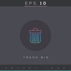 Trash bin icon design on modern flat background