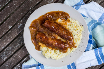 Sausage and Mash With Onion Gravy