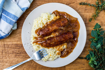 Sausage and Mash With Onion Gravy