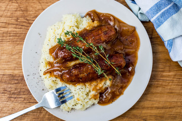 Sausage and Mash With Onion Gravy