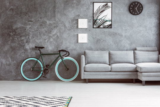 Bike in grey living room