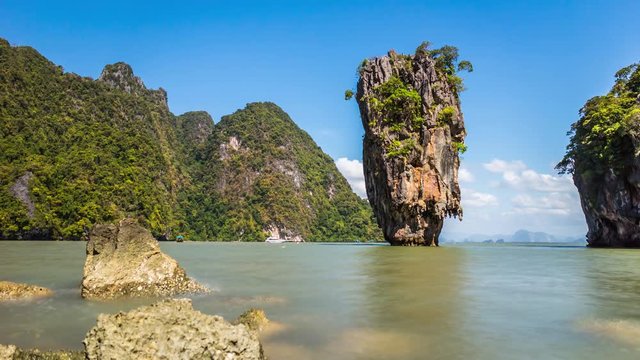 Timelapse of the rock at the James Bond Island, Thailand.