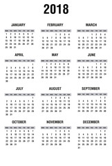 2018 Pocket calendar - english