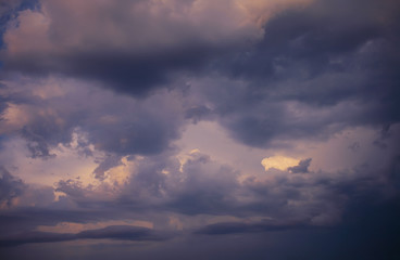 Dark thundercloud cumulus clouds.