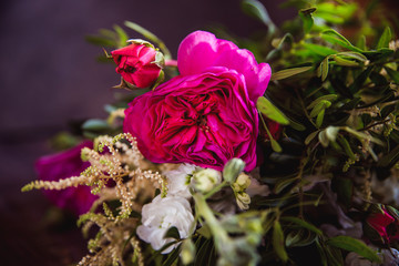 bouquet in rustic style on a dark background