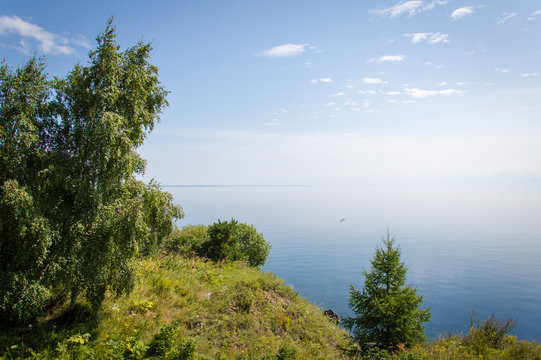 Idyllic landscape of Lake Baikal, Siberia, Russia - on a day in summer 2017