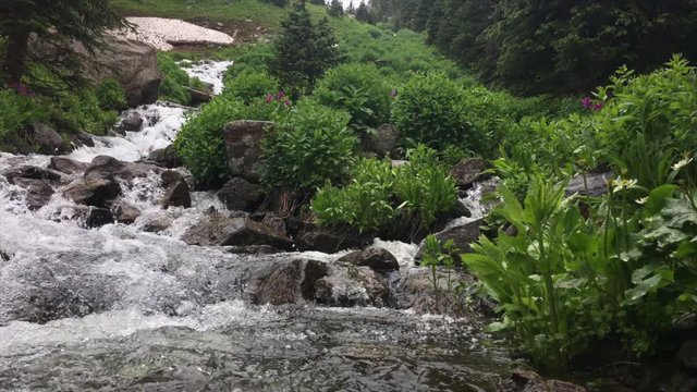 Colorado Landscape water cascade near Isabella lake trail
