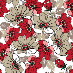 Seamless pattern of roses in pastel colors. Decorative ornament backdrop for fabric, textile, wrapping paper