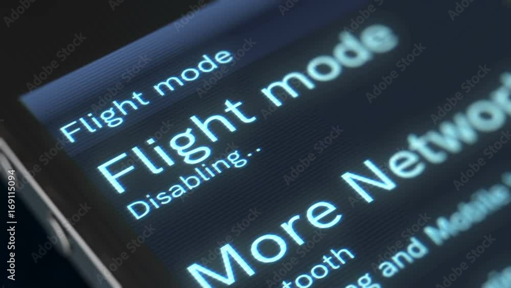 Poster impressive 3d rendering of the icons and inscriptions with flight mode in light blue color. the fing