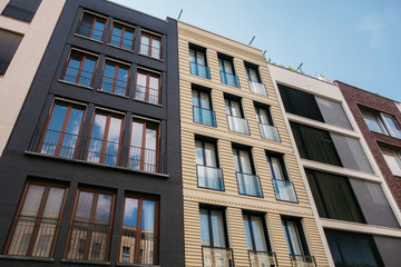 low angle view of modern townhouses in germany