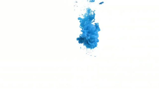 Blue ink spreading downward in water. Stylish footage for animated projects or VFX. Make eye-catching sequences that feature an organic look. Everyone will love the stylish and painterly look of your