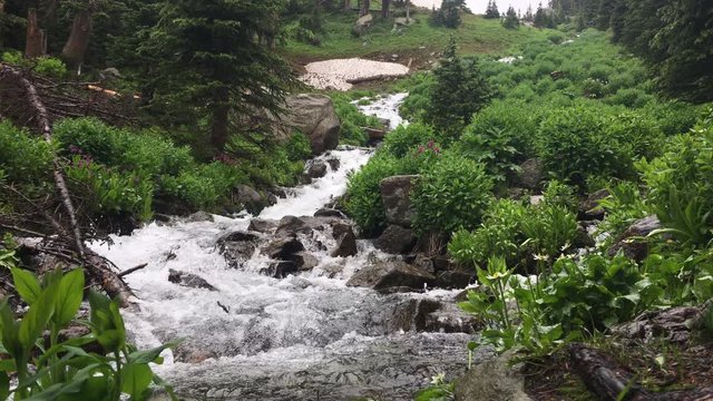 Colorado Landscape water cascade near Isabella lake trail