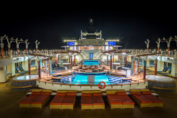 Fototapeta na wymiar Cruise Ship Pool Deck at night