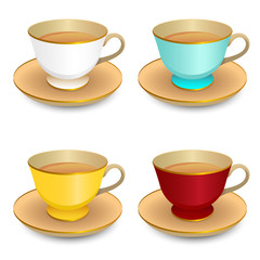 Vector drawing of cups of different colors