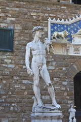 Naklejka premium Toskana-Impressionen, Florenz, David von Michelangelo, Piazza della Signoria,