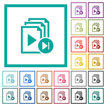 Jump to next playlist item flat color icons with quadrant frames