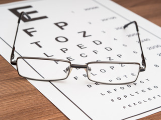 Table for testing eyesight and glasses