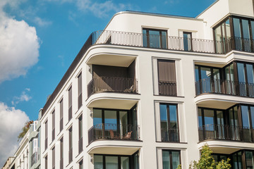detailed view of balconies from modern apartment building