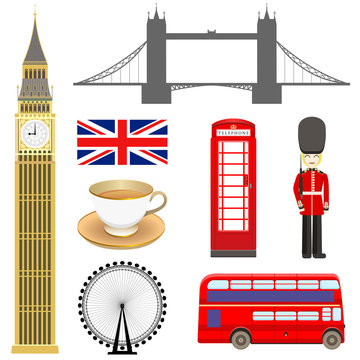 Set of images of London symbols