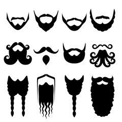 Vector set of silhouettes of beards. Forms and varieties 