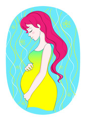  Pregnant girl in a yellow dress 