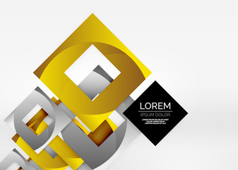 Squares geometric shapes in light grey 3d space