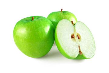 Green apples on a white background.