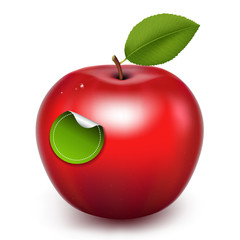 Red Apple With Organic Label