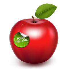 Red Apple With Organic Label