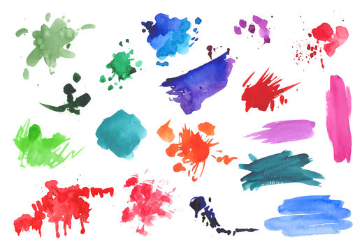 Watercolor brushstrokes and splotches